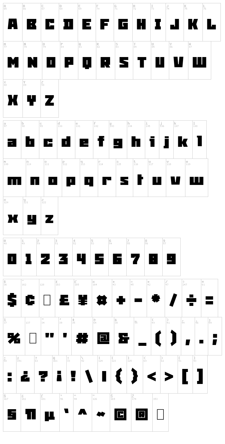 Snowstorm font map